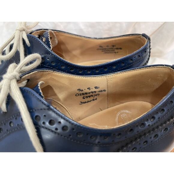Mens Churchs Blue Leather Downish Brogue Oxford Wingtip Lace-up Shoes-12US main image 6